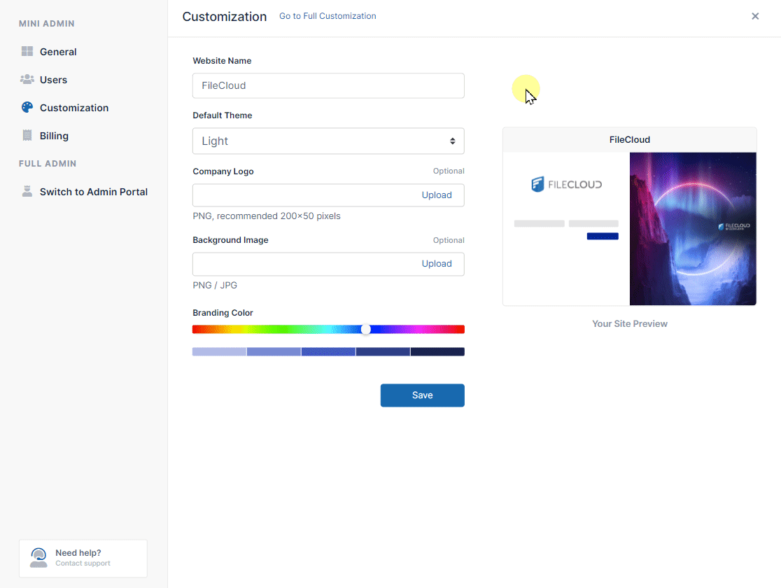 Customize in mini admin.gif