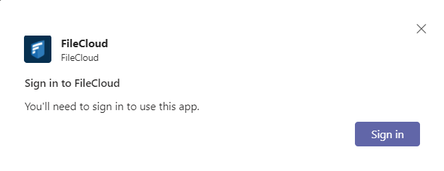 Sign in to FileCloud box in MS Teams