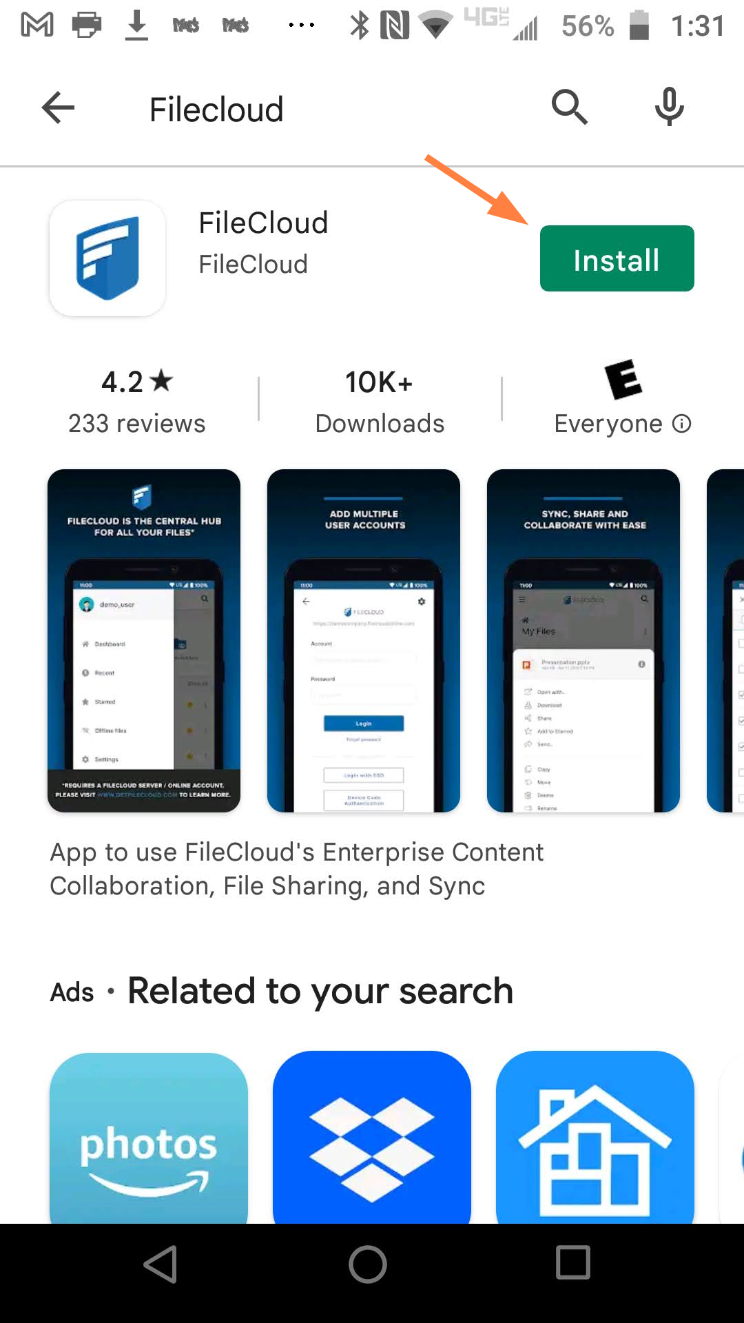 FileCloud app in Play Store.png
