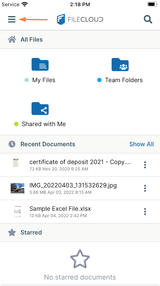 FileCloud on iOS.PNG